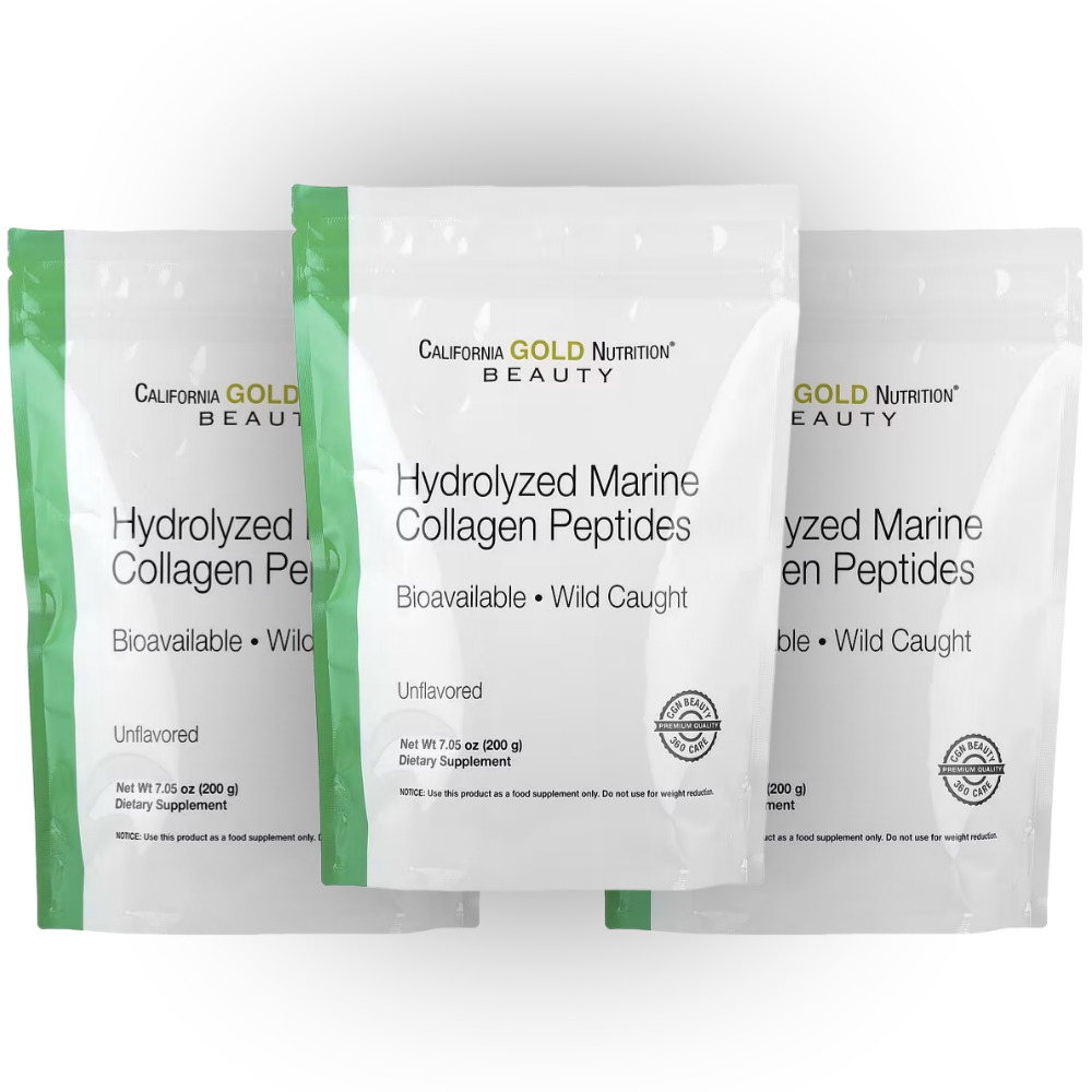 캘리포니아골드 <b>하이드롤라이즈드</b> 가수분해 <b>마린 콜라겐 펩타이드</b> 무맛 분말 200g 3개