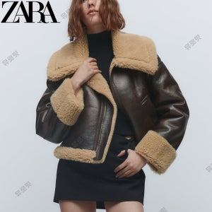 자라 에코 레더 더블 페이스드 크롭 무스탕