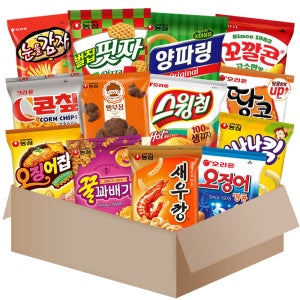 봉지 과자 스낵세트 13종(새우깡 벌집핏자 양파링 빵부장 스윙칩 오징어땅콩외)MF012