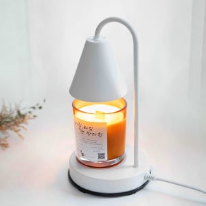 우드심지 소이캔들 190 g 루시 미니 캔들워머 세트 (국내산, 밝기조절) 화이트, 달콤바람