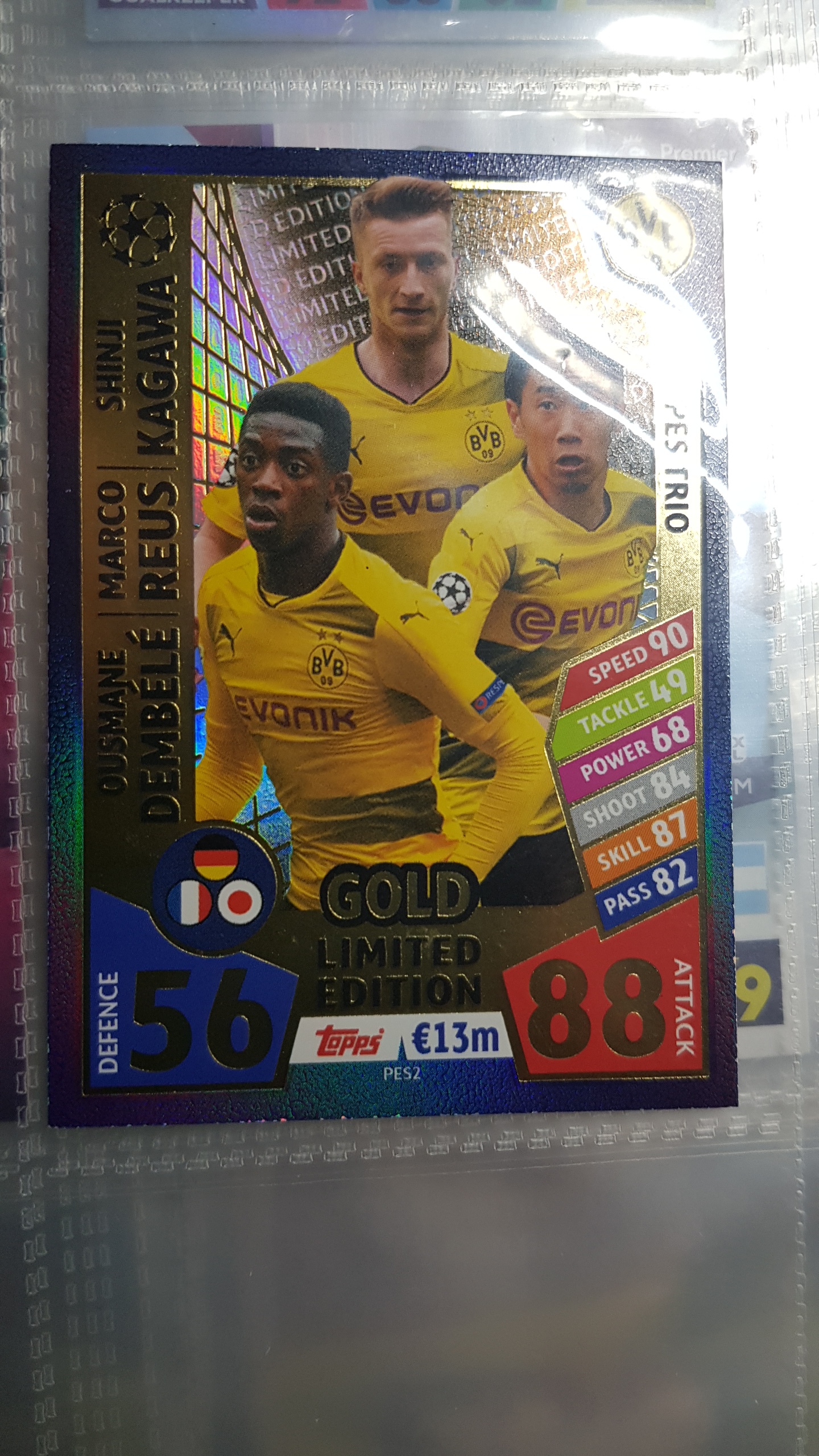 파니니 축구 카드 BVB 보루시아 도르트문트 탑스전 CARD TOPPS MATCH ATTAX GOLD LIMITED EDITION BORUSSIA DORTMUND