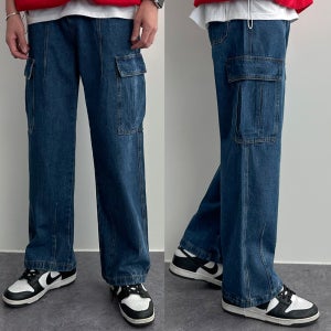 S-XL 세미와이드핏 카고 청바지 (2color)