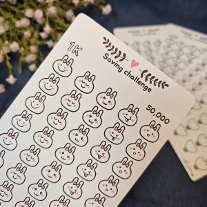 현금바인더 6공 A6 예산 저축 목적달성 챌린지 세이빙 보드판 토끼 1K 속지