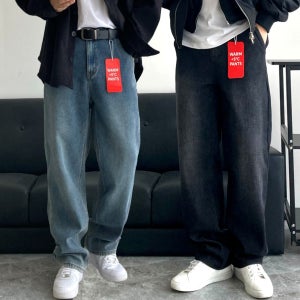 남자청바지 세미와이드 워싱 데님팬츠 스펠 샌드워싱 빅사이즈 남자기모바지