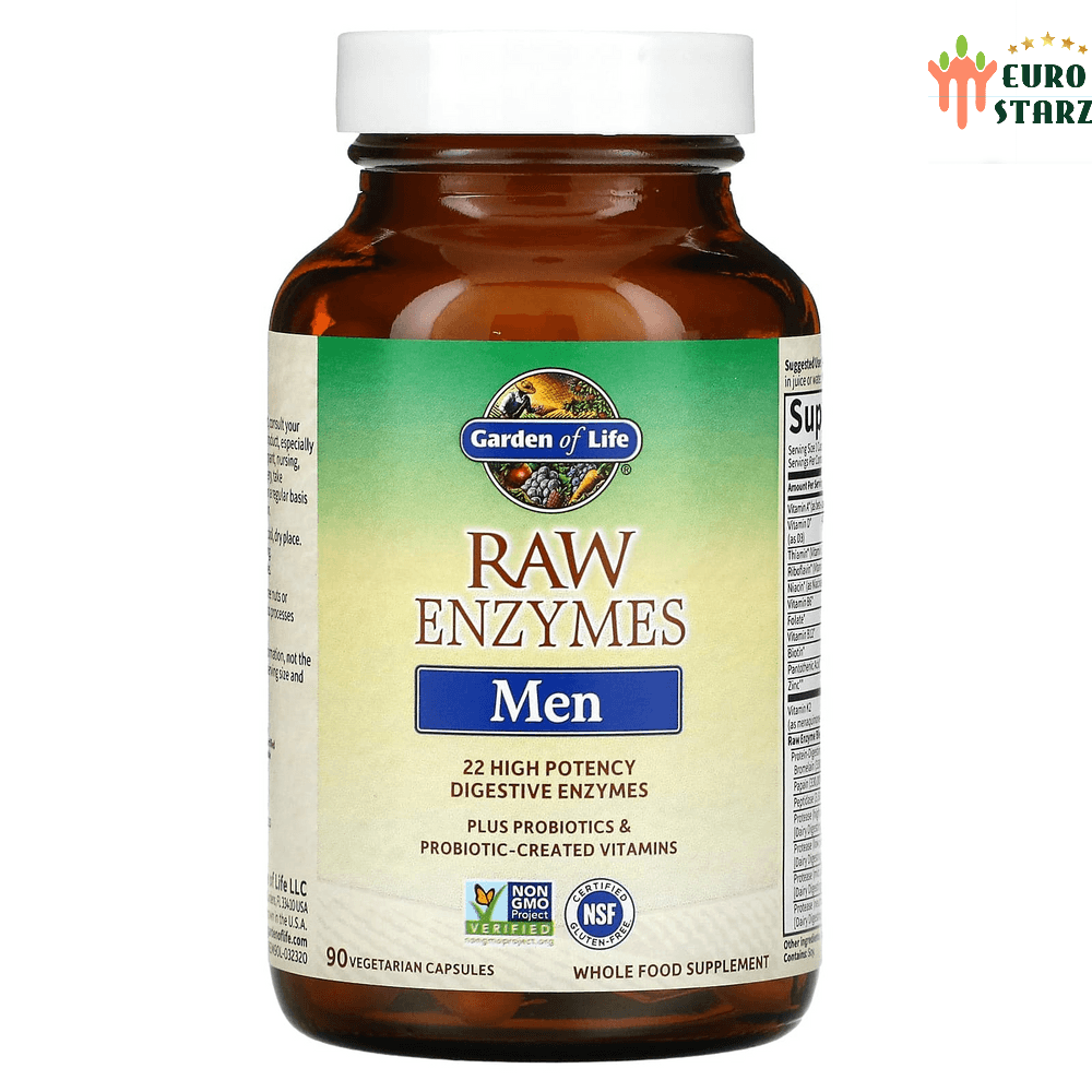 가든라이프 생 소화효소 RAW Enzymes 남성용 90캡슐 에너지생성 프로바이오틱스