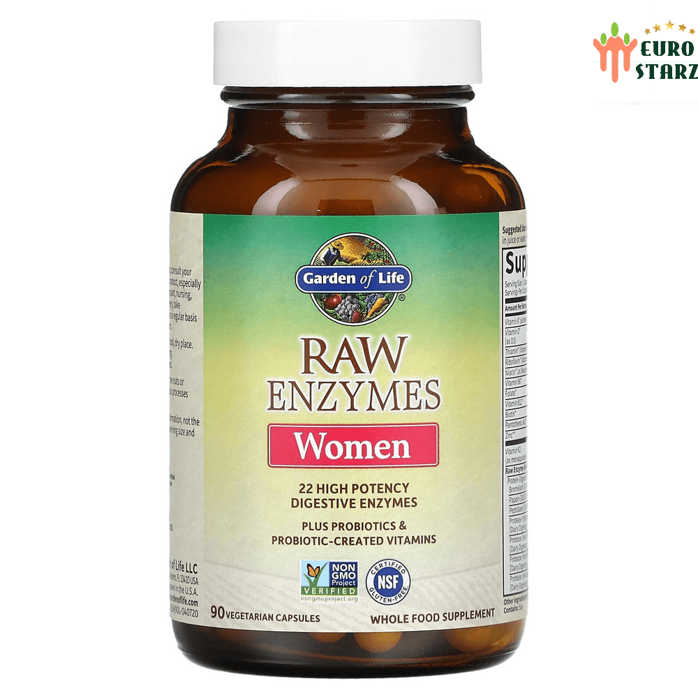 가든라이프 생 소화효소 RAW Enzymes 여성용 90캡슐 천연효소 프로바이오틱스