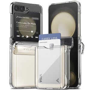 베루스 갤럭시 자동 힌지보호 풀커버 카드 2장 수납 모던 고 투명, 갤럭시Z 플립5