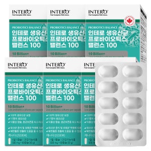 인테로 생유산균 프로바이오틱스 밸런스 100 신바이오틱스 60캡슐, 6개