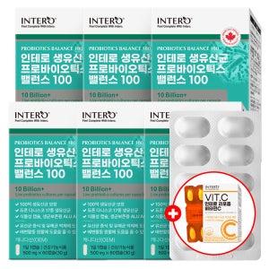 인테로 생유산균 프로바이오틱스 밸런스 100 신바이오틱스 60캡슐, 6개