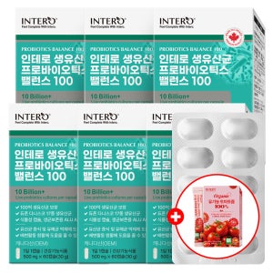 인테로 생유산균 프로바이오틱스 밸런스 100 신바이오틱스 60캡슐, 6개