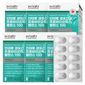 인테로 생유산균 프로바이오틱스 밸런스 100 신바이오틱스 60캡슐, 6개