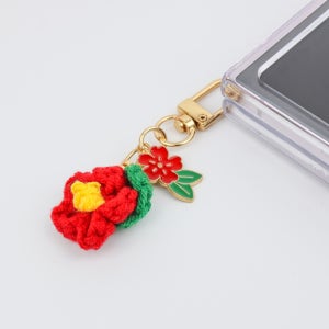 애기감귤 동백 뜨개 키링 에어팟 버즈 가방 파우치 차키키링 핸드폰줄