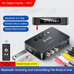 NFC 블루투스 5.0 수신기 송신기 FM 3.5mmAUX RCA 광학 USB TF 3 in 1 오디오 어댑터 컴퓨터 범용