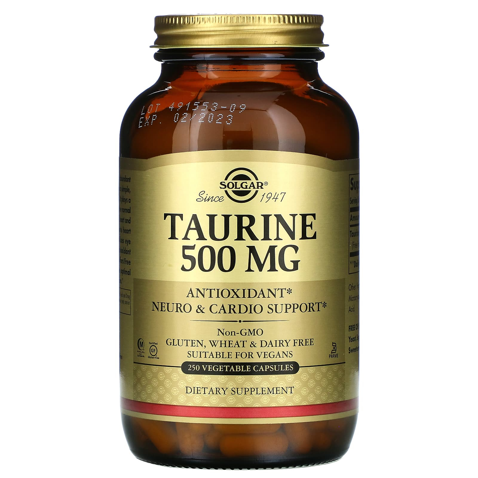 솔가 타우린 500mg 250베지캡슐 Solgar Taurine