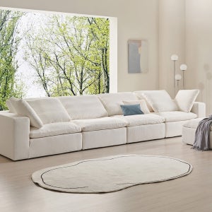 도모디자인 루체 6인 구스다운 코튼 풀커버 워셔블 패브릭 소파 + 스툴