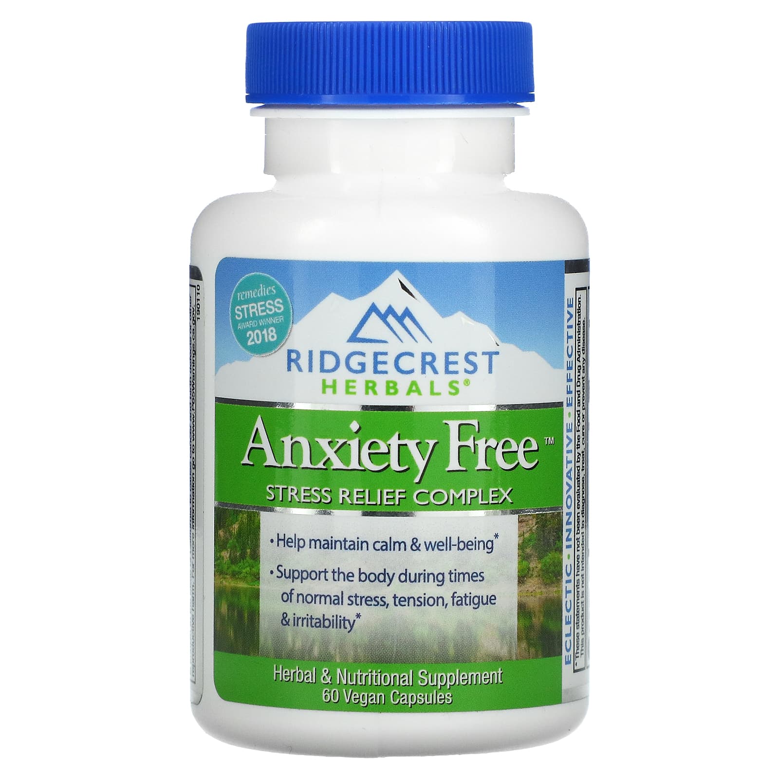 RidgeCrest Herbals <b>불안</b> 솔루션제 스트레스 써포트 컴플렉스 60 베지캡슐