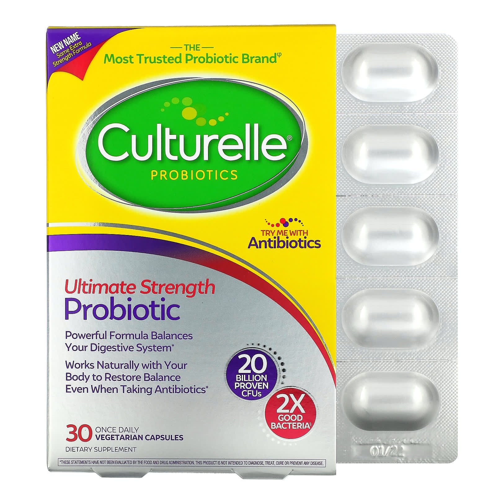 Culturelle <b>얼티밋 스트렝스 프로바이오틱 200억</b> CFU 베지캡슐 30정