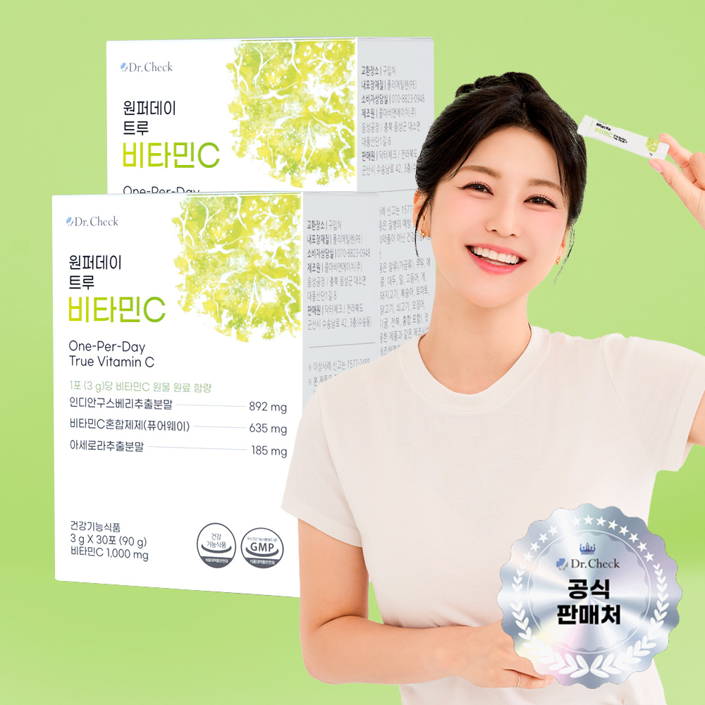 닥터체크 원퍼데이 트루 비타민C 고함량 1000mg 분말형 스틱 비타민C 30포, 2개