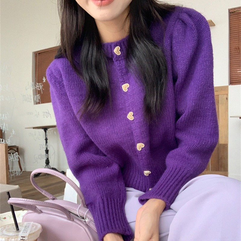 보라색가디건 딥그린가디건 크롭니트가디건