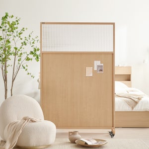 듀크 이동식 우드 파티션 메이플(캐스터형) 모루유리 800X1200 가림막 칸막이 주방 사무실 공간분리