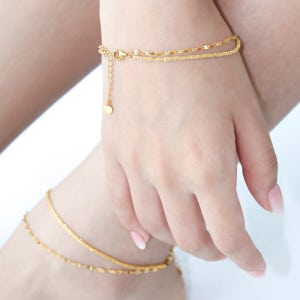 14k 로즈골드발찌 우정실버 명품 실 두줄 금발찌