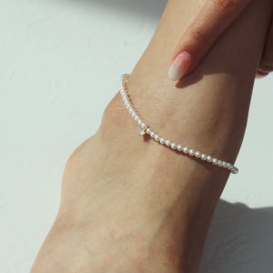 14k 진주 스와로브스키발찌 여자 명품 금 발찌