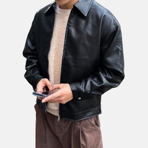 M-6XL 모노 비건 투웨이 레더자켓 남자 빅사이즈 비건 가죽 라이더 캐주얼 친환경