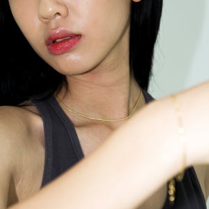 14K 얇은 뱀줄 스네이크 체인 목걸이 팔찌 주얼리 세트