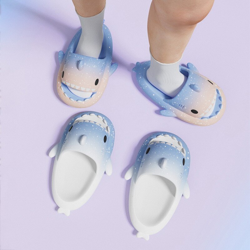 상어 미끄럼 가족 슬리퍼 커플 부드러운 실내 발편한 밑창 예쁜 두꺼운 방지 그라데이션