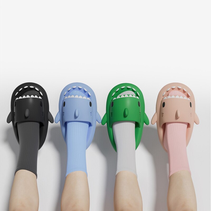 슬리퍼 가족 예쁜 두꺼운 여름 업그레이드 상어 발편한 재미있 방지 커플 밑창 미끄럼 실내
