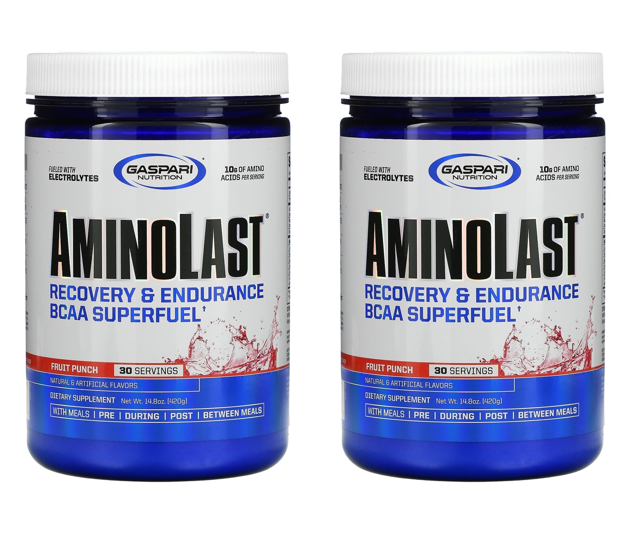 <b>가스</b>퍼리<b>뉴트리션</b> Aminolast 리커버리 엔듀어런스 BCAA 과일 펀치 14.8 oz 420g 2병