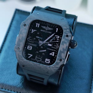 애플워치 카본 일체형 스트랩 케이스 9 8 7 45mm 블랙 명품 애차드밀