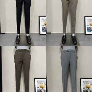 바쏘옴므 남자바지 봄가을겨울 캐주얼 블랙 치노 스판 밴딩 면 슬랙스 정장 남성기모바지 99