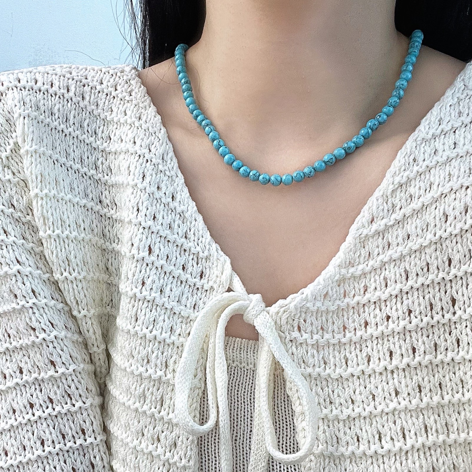 아르몽 천연석 드롭 목걸이