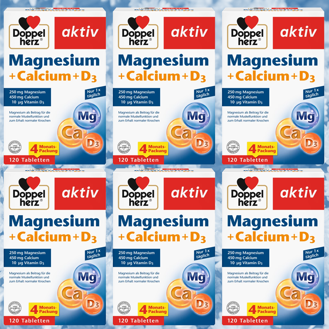 <b>도펠헤르츠</b> 칼슘 마그네슘 비타민D3 6팩x120정 24개월 마칼디