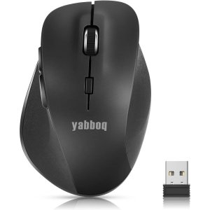 YABBOQ 노트북용 휴대용 무선 마우스 PC MacBook 데스크탑 2023 버전 2.4G 컴퓨터 광학인간공학 6개 버튼 80012001600 DPI USB 수신기 포함 Blac