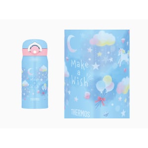 써모스 보온 보냉 텀블러 원터치 보온병 350ml 스카이블루 일본구매대행