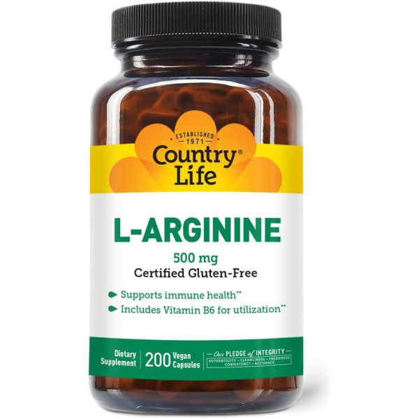 <b>Country Life</b> L <b>아르기닌</b> <b>ARGININE</b> 500mg 비타민 Vitamin B6 200 베지 캡슐