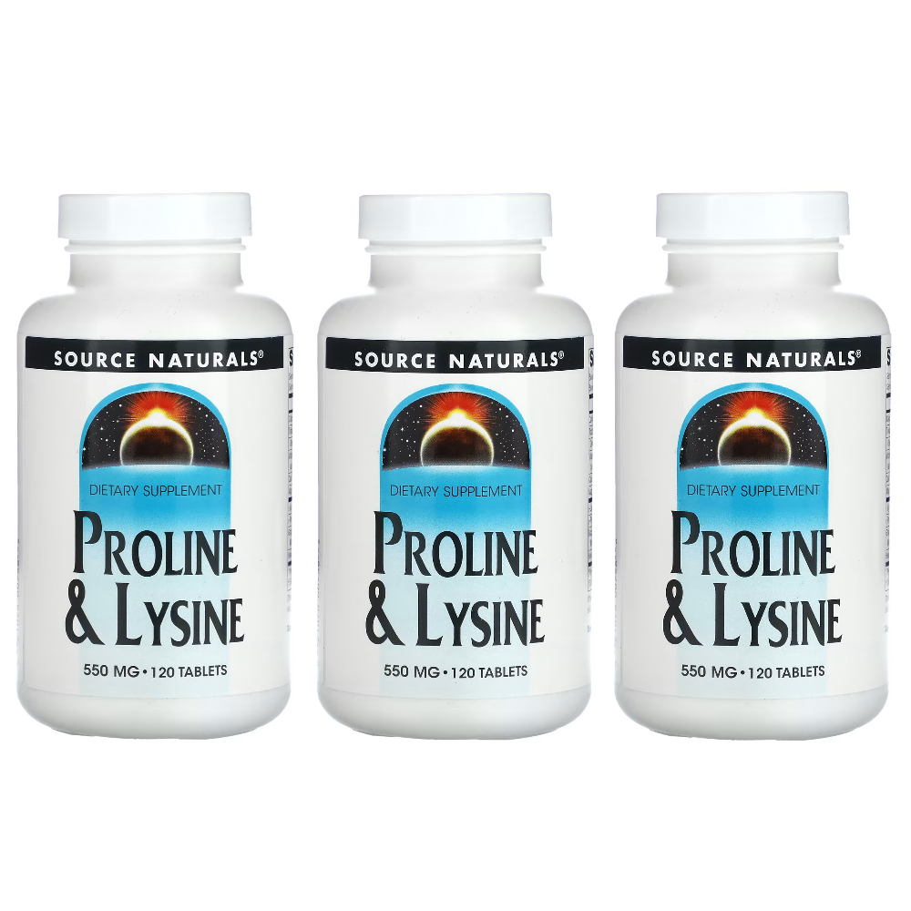 소스내추럴 L<b>프롤린 L</b><b>라이신 550mg</b> 120정 3통