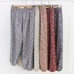 제이지몰 국내생산 고급 순면 개버딘 플라워 여성 잠옷바지 파자마 프릴밑단