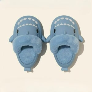 상어 캐릭터 미끄럼방지 실내 베란다 방수 털 슬리퍼