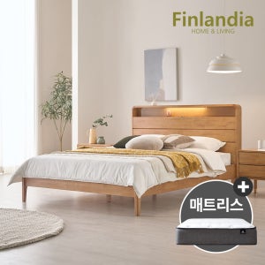 핀란디아 로렌스 원목 퀸침대Q+포켓매트리스