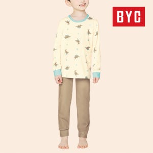 BYC 남아동 순면100% 보온 겨울내복 양면내의 상하의세트 CCF5064 크림컬러