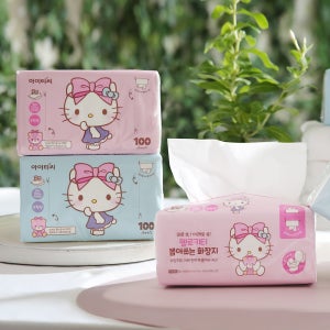 헬로키티 핑크리본 뽑아쓰는 화장지(100매) 3입X20팩(60입)