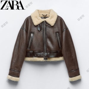 자라 에코 레더 더블 페이스드 크롭 무스탕