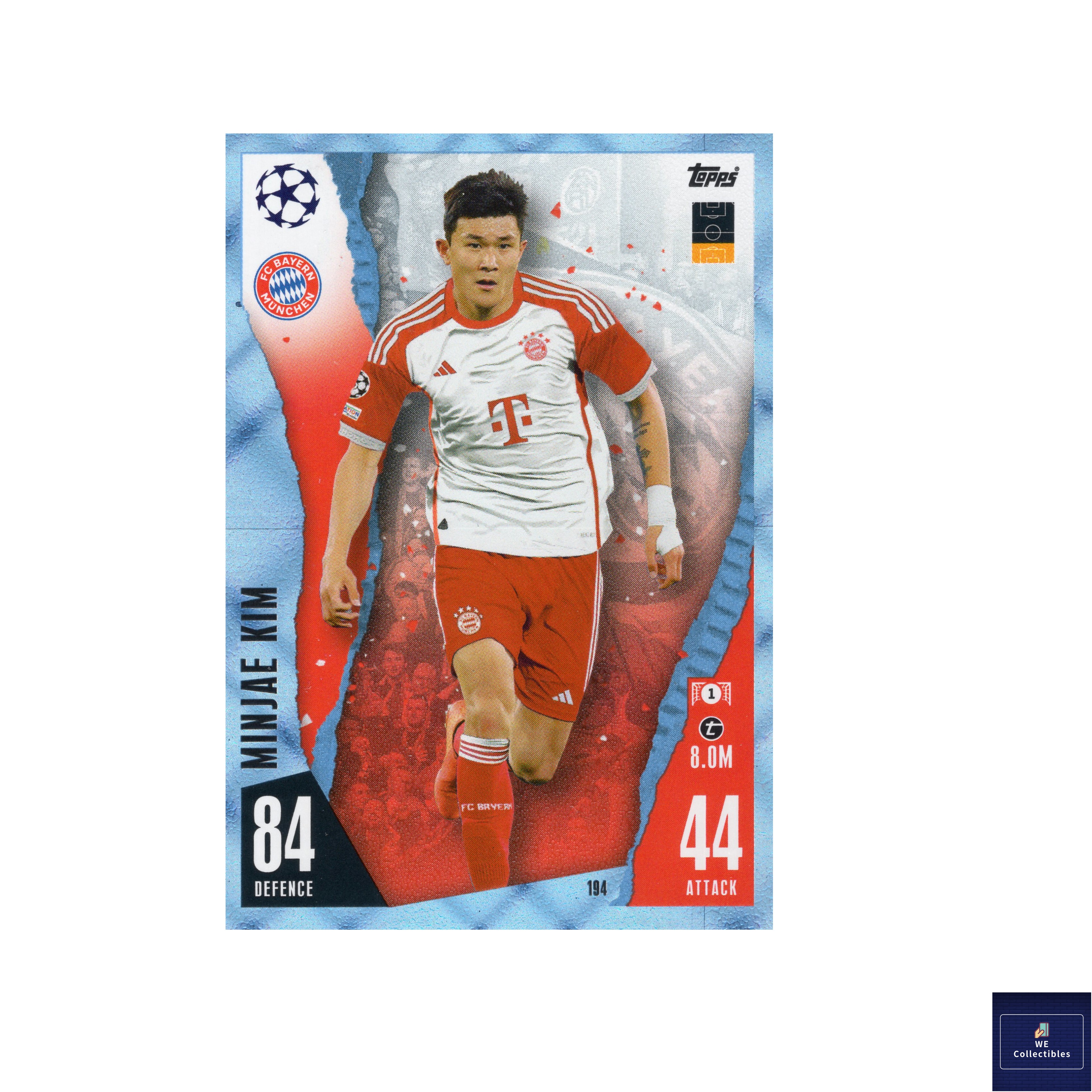 김민재 탑스 매치 아탁스 블루 크리스탈 2023-24 Topps 축구카드 3549