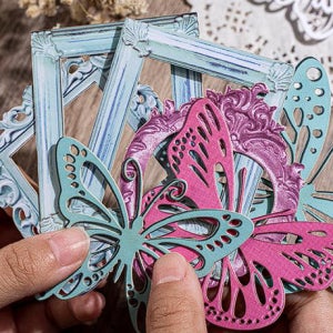 나비 사진 프레임 빈티지 다꾸 배경지 페이퍼 유럽식 액자 5C3