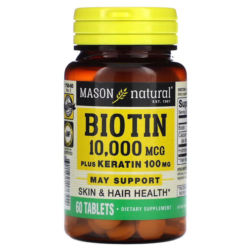 Mason Natural 메이슨 내추럴 <b>비오틴 케라틴 10000 mcg</b> 60정