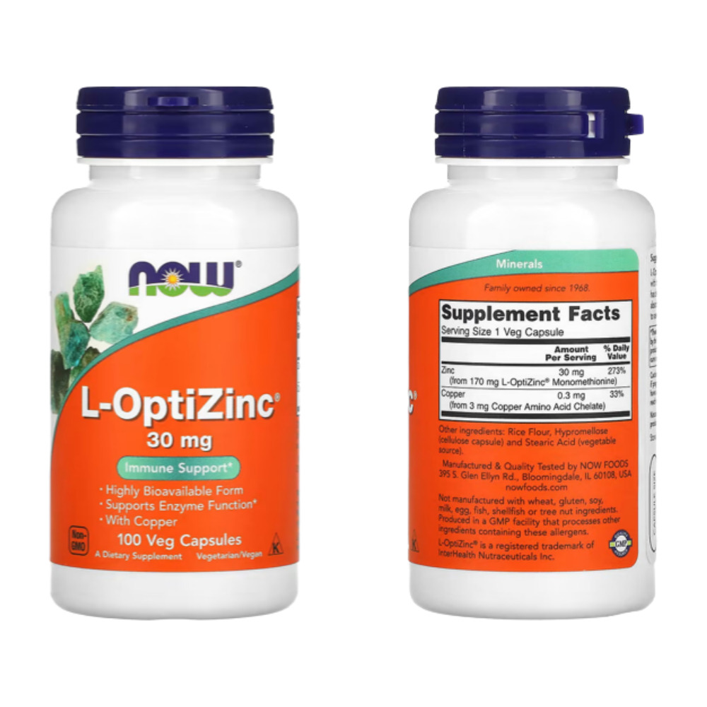 나우푸드 L <b>옵티 징크 30mg</b> 100정