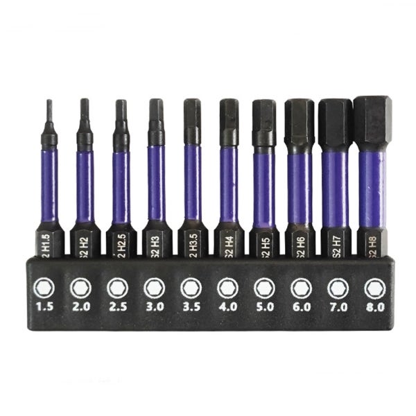 육각렌치비트 세트 10종 임팩 전동드릴 드라이버 얇은 육각비트 1.5-8mm 6.35mm
